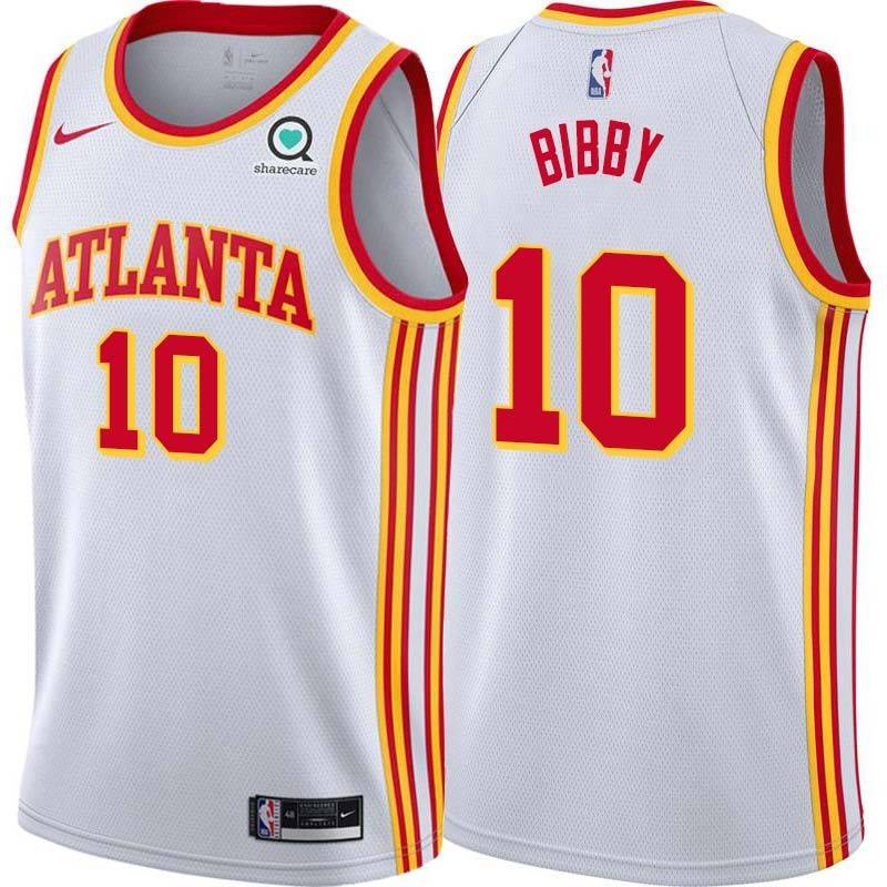 White Mike Bibby Hawks #10 Twill Basketball Jersey FREE SHIPPING