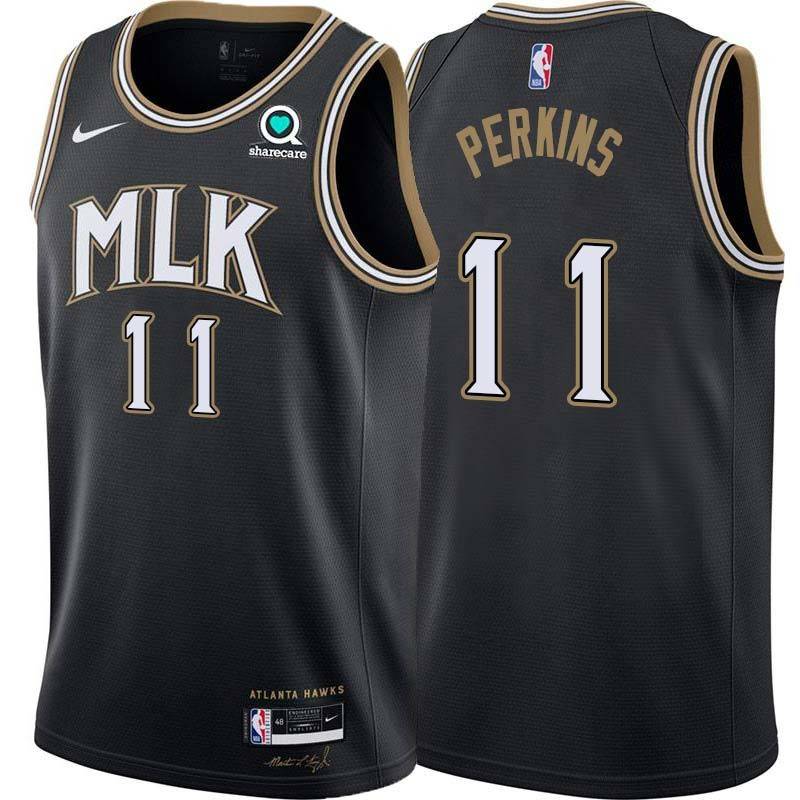 Black_City Warren Perkins Hawks #11 Twill Basketball Jersey FREE SHIPPING