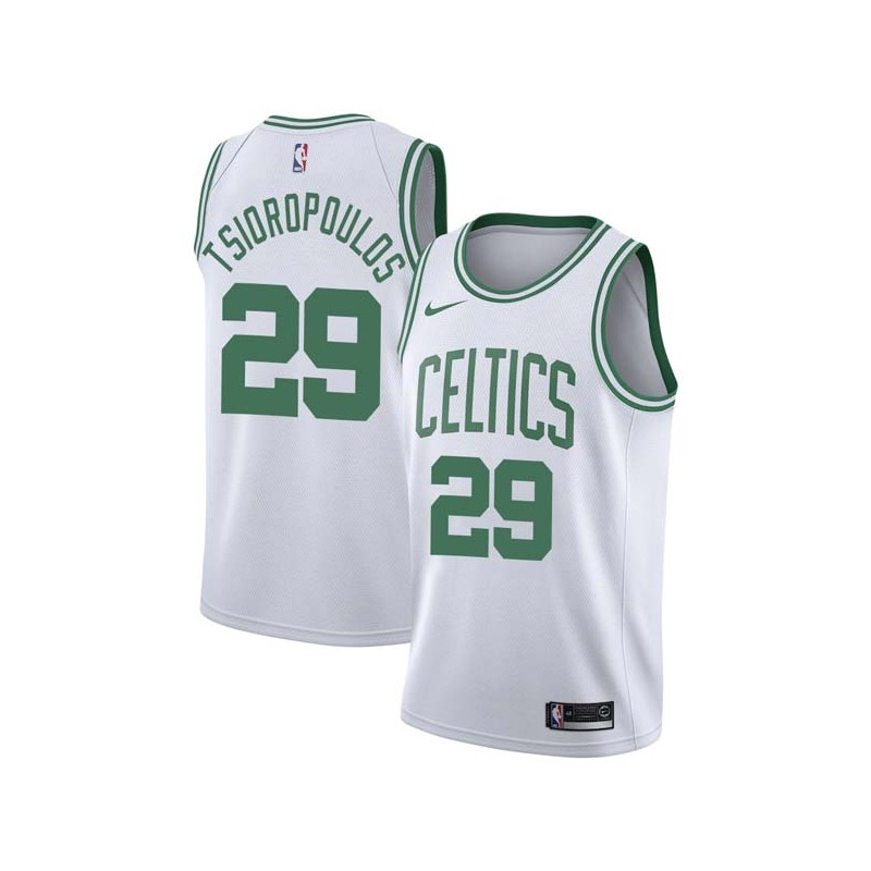 White Lou Tsioropoulos Twill Basketball Jersey -Celtics #29 Tsioropoulos Twill Jerseys, FREE SHIPPING