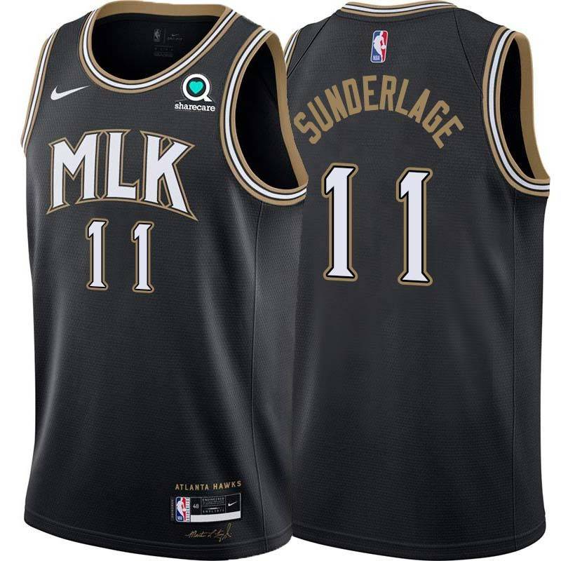 Black_City Don Sunderlage Hawks #11 Twill Basketball Jersey FREE SHIPPING