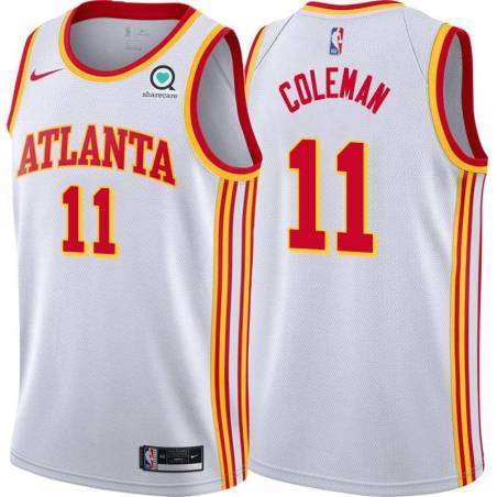 White Jack Coleman Hawks #11 Twill Basketball Jersey FREE SHIPPING