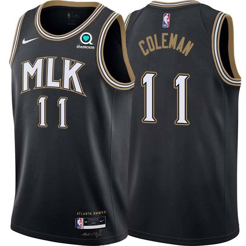 Black_City Jack Coleman Hawks #11 Twill Basketball Jersey FREE SHIPPING