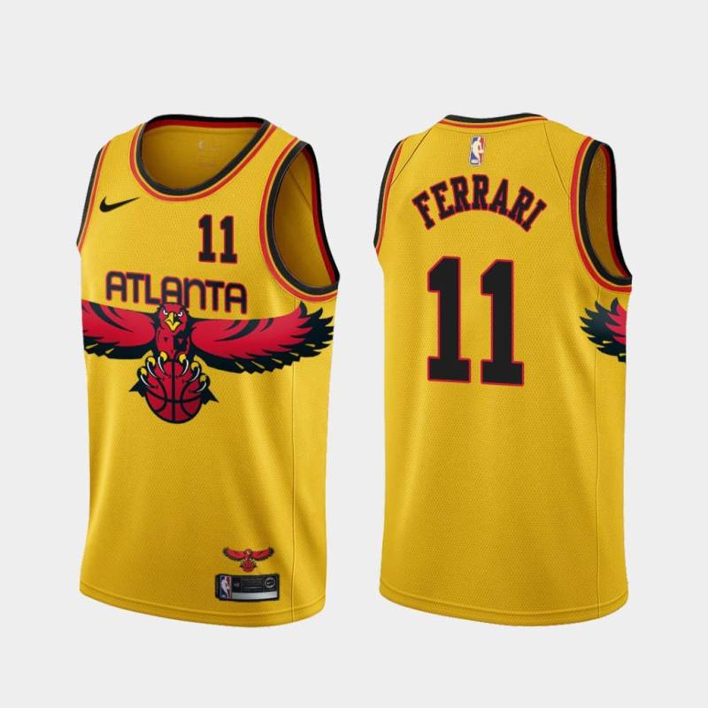 Yellow_City Al Ferrari Hawks #11 Twill Basketball Jersey FREE SHIPPING