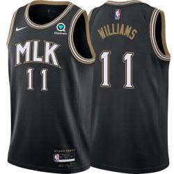 Black_City Milt Williams Hawks #11 Twill Basketball Jersey FREE SHIPPING