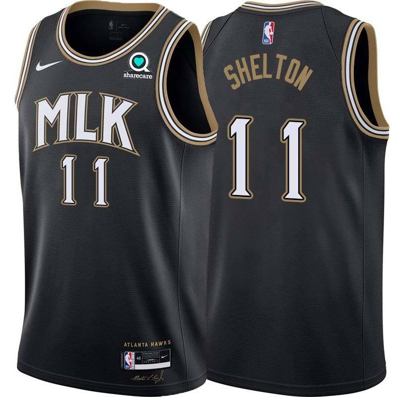 Black_City Craig Shelton Hawks #11 Twill Basketball Jersey FREE SHIPPING