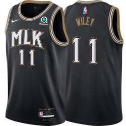 Black_City Morlon Wiley Hawks #11 Twill Basketball Jersey FREE SHIPPING