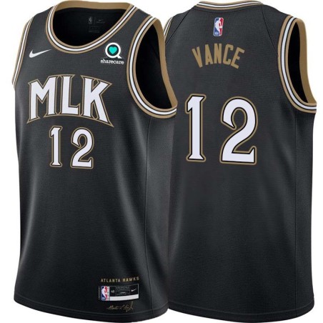 Black_City Gene Vance Hawks #12 Twill Basketball Jersey FREE SHIPPING