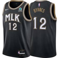 Black_City Tommy Byrnes Hawks #12 Twill Basketball Jersey FREE SHIPPING