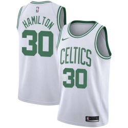 White Thomas Hamilton Twill Basketball Jersey -Celtics #30 Hamilton Twill Jerseys, FREE SHIPPING