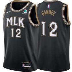 Black_City Dave Gambee Hawks #12 Twill Basketball Jersey FREE SHIPPING