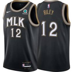 Black_City Bob Riley Hawks #12 Twill Basketball Jersey FREE SHIPPING