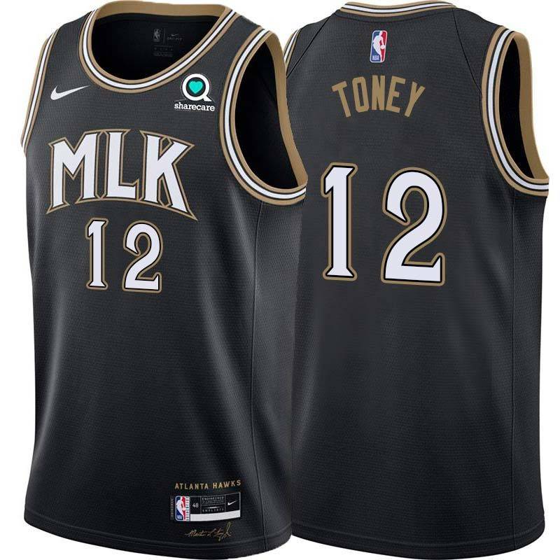 Black_City Sedric Toney Hawks #12 Twill Basketball Jersey FREE SHIPPING