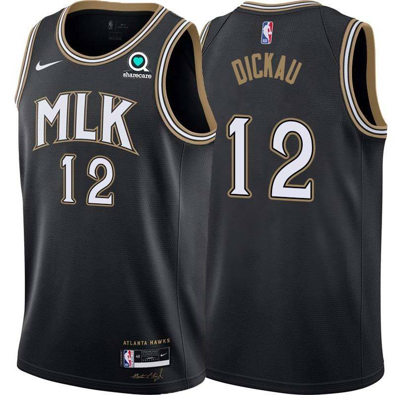 Black_City Dan Dickau Hawks #12 Twill Basketball Jersey FREE SHIPPING