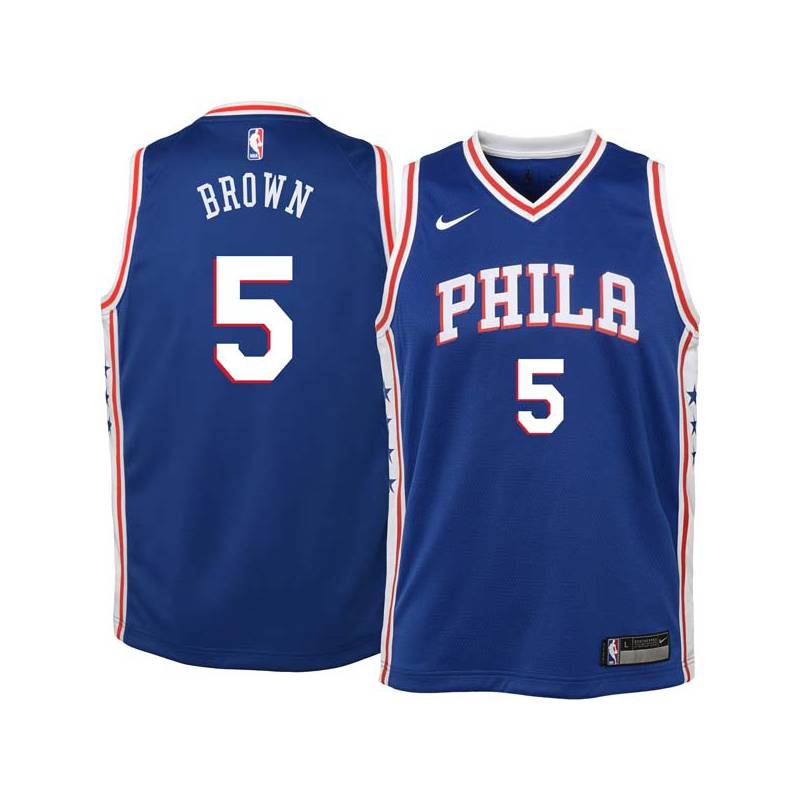 Blue Kedrick Brown Twill Basketball Jersey -76ers #5 Brown Twill Jerseys, FREE SHIPPING