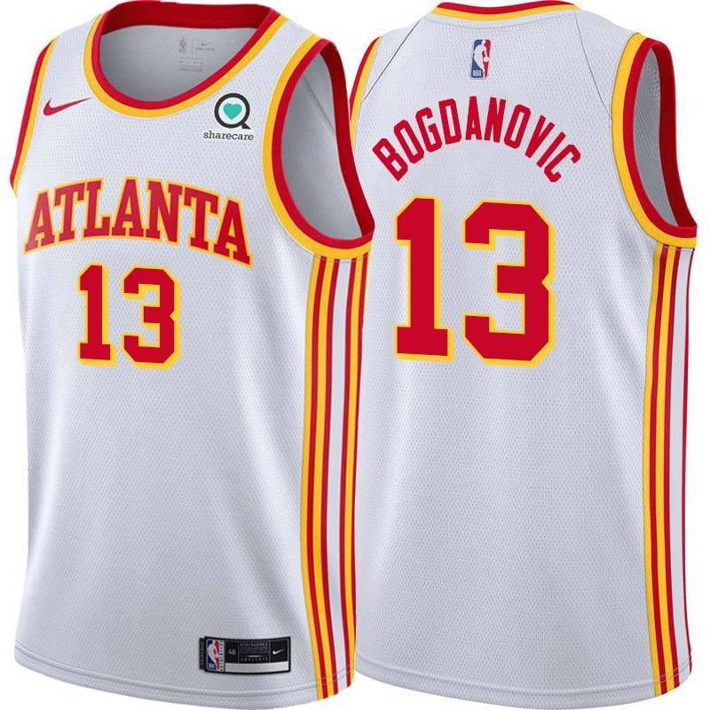 White Bogdan Bogdanovic Hawks #13 Twill Basketball Jersey FREE SHIPPING