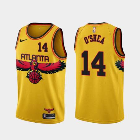 Yellow_City Kevin O'Shea Hawks #14 Twill Basketball Jersey FREE SHIPPING