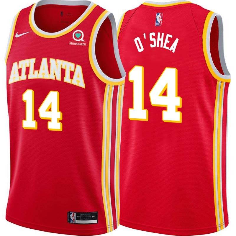 Torch_Red Kevin O'Shea Hawks #14 Twill Basketball Jersey FREE SHIPPING