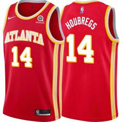 Torch_Red Bob Houbregs Hawks #14 Twill Basketball Jersey FREE SHIPPING