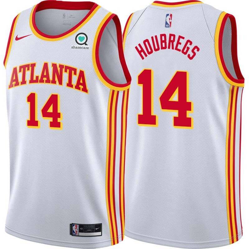 White Bob Houbregs Hawks #14 Twill Basketball Jersey FREE SHIPPING