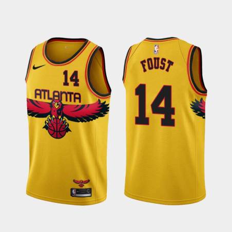 Yellow_City Larry Foust Hawks #14 Twill Basketball Jersey FREE SHIPPING