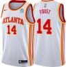 White Larry Foust Hawks #14 Twill Basketball Jersey FREE SHIPPING