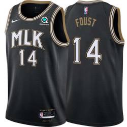 Black_City Larry Foust Hawks #14 Twill Basketball Jersey FREE SHIPPING