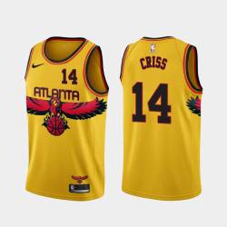 Yellow_City Charlie Criss Hawks #14 Twill Basketball Jersey FREE SHIPPING