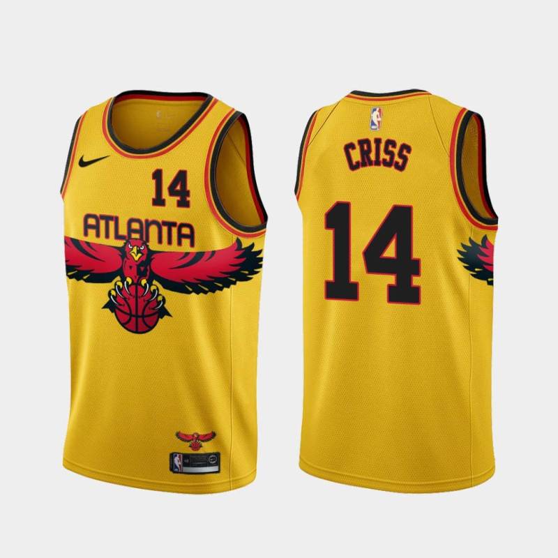 Yellow_City Charlie Criss Hawks #14 Twill Basketball Jersey FREE SHIPPING