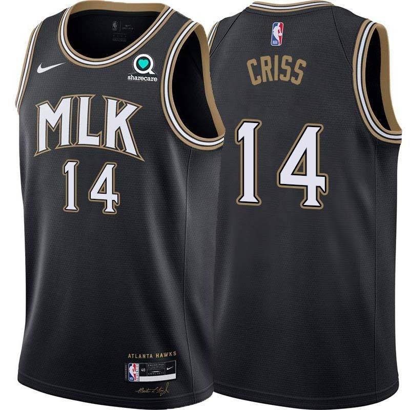 Black_City Charlie Criss Hawks #14 Twill Basketball Jersey FREE SHIPPING