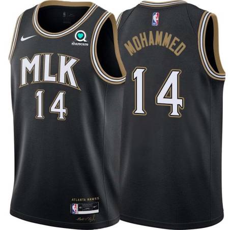 Black_City Nazr Mohammed Hawks #14 Twill Basketball Jersey FREE SHIPPING