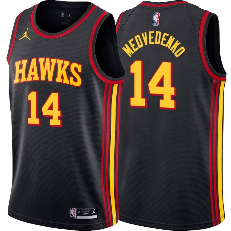 Black Stanislav Medvedenko Hawks #14 Twill Basketball Jersey FREE SHIPPING