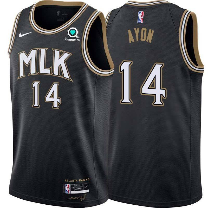 Black_City Gustavo Ayon Hawks #14 Twill Basketball Jersey FREE SHIPPING