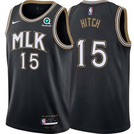 Black_City Lew Hitch Hawks #15 Twill Basketball Jersey FREE SHIPPING