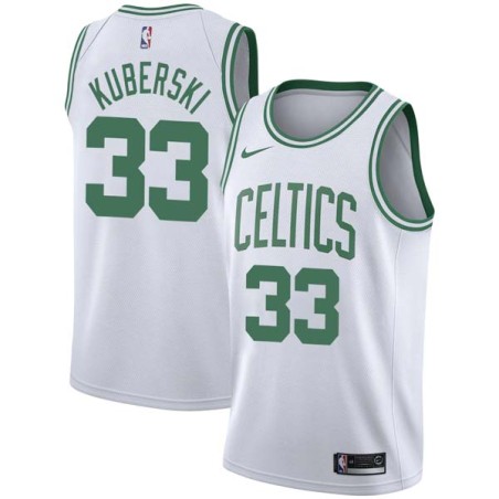 White Steve Kuberski Twill Basketball Jersey -Celtics #33 Kuberski Twill Jerseys, FREE SHIPPING