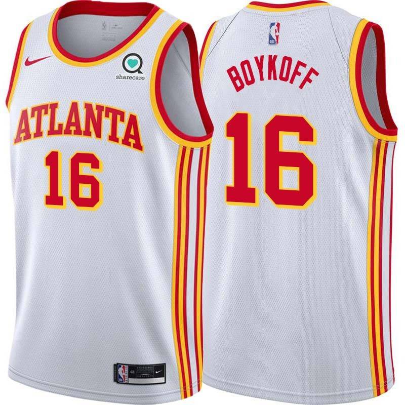 White Harry Boykoff Hawks #16 Twill Basketball Jersey FREE SHIPPING