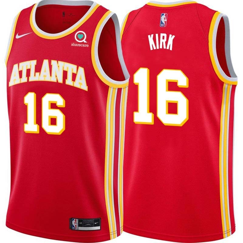 Torch_Red Walt Kirk Hawks #16 Twill Basketball Jersey FREE SHIPPING