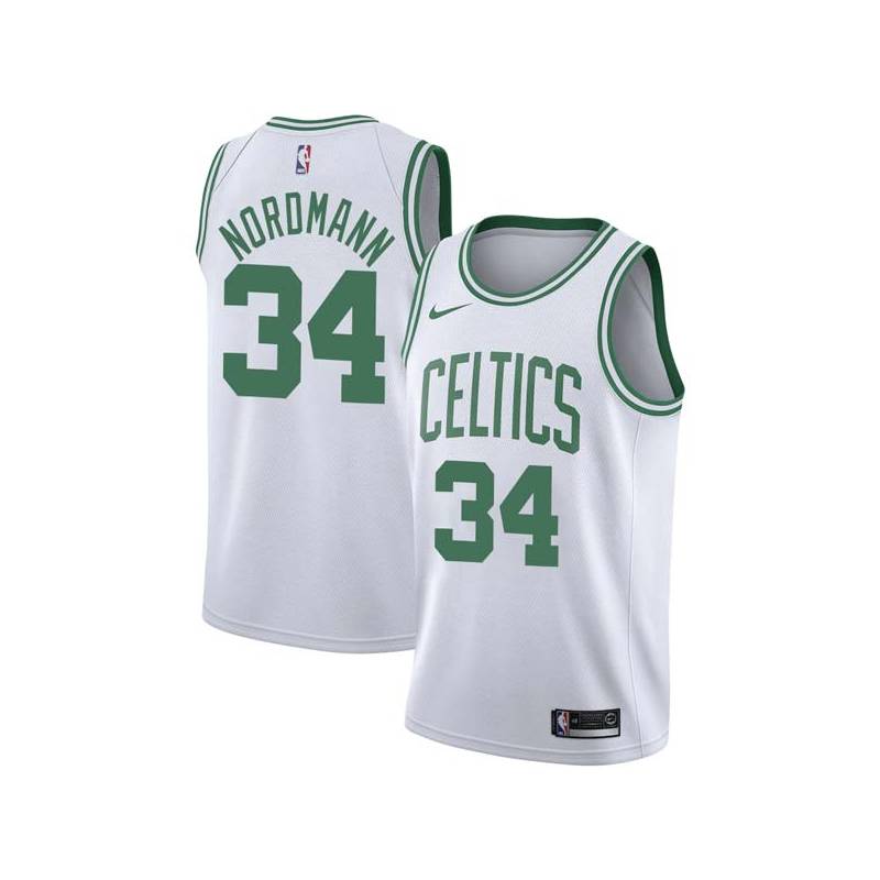 White Bevo Nordmann Twill Basketball Jersey -Celtics #34 Nordmann Twill Jerseys, FREE SHIPPING