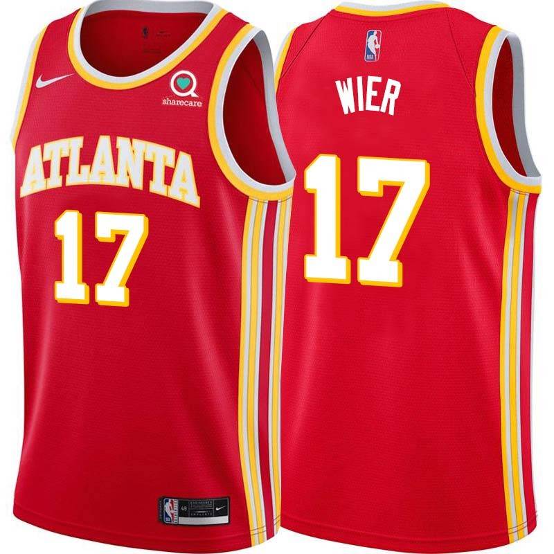 Torch_Red Murray Wier Hawks #17 Twill Basketball Jersey FREE SHIPPING