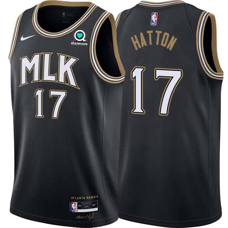 Black_City Vern Hatton Hawks #17 Twill Basketball Jersey FREE SHIPPING