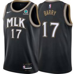 Black_City Jon Barry Hawks #17 Twill Basketball Jersey FREE SHIPPING