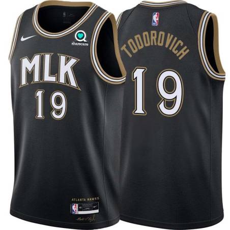 Black_City Mike Todorovich Hawks #19 Twill Basketball Jersey FREE SHIPPING