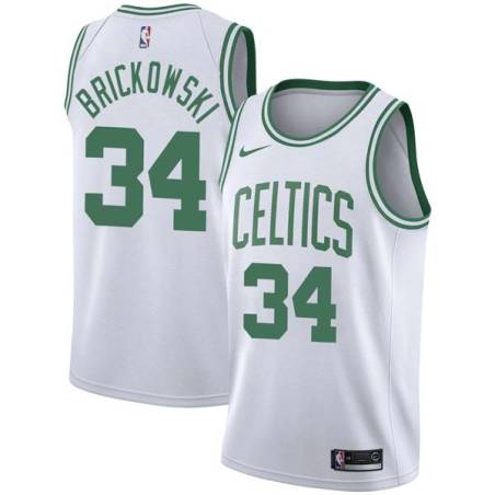 White Frank Brickowski Twill Basketball Jersey -Celtics #34 Brickowski Twill Jerseys, FREE SHIPPING
