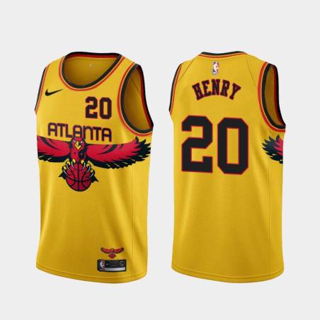 Yellow_City Bill Henry Hawks #20 Twill Basketball Jersey FREE SHIPPING