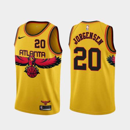 Yellow_City Noble Jorgensen Hawks #20 Twill Basketball Jersey FREE SHIPPING