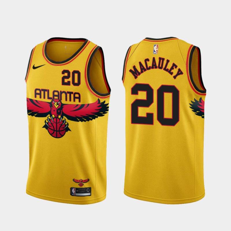 Yellow_City Ed Macauley Hawks #20 Twill Basketball Jersey FREE SHIPPING