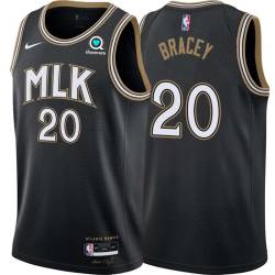 Black_City Steve Bracey Hawks #20 Twill Basketball Jersey FREE SHIPPING