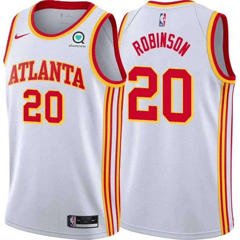 White Larry Robinson Hawks #20 Twill Basketball Jersey FREE SHIPPING