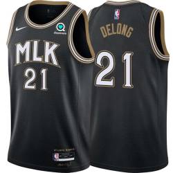 Black_City Nate DeLong Hawks #21 Twill Basketball Jersey FREE SHIPPING