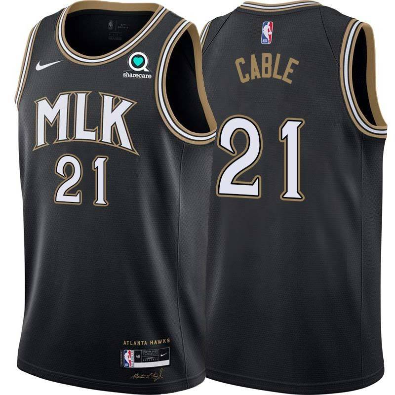 Black_City Barney Cable Hawks #21 Twill Basketball Jersey FREE SHIPPING