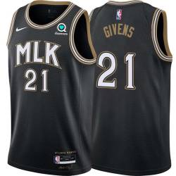 Black_City Jack Givens Hawks #21 Twill Basketball Jersey FREE SHIPPING